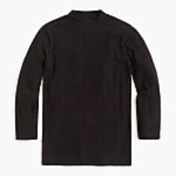 J Crew Black Mock Neck 3/4 Sleeve Top - Picture 3 of 3